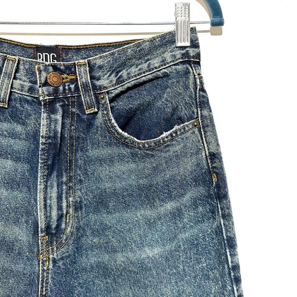 URBAN OUTFITTERS BDG High Rise Waisted Baggy Jeans Blue Acid Wash Distressed 26 - Picture 5 of 12